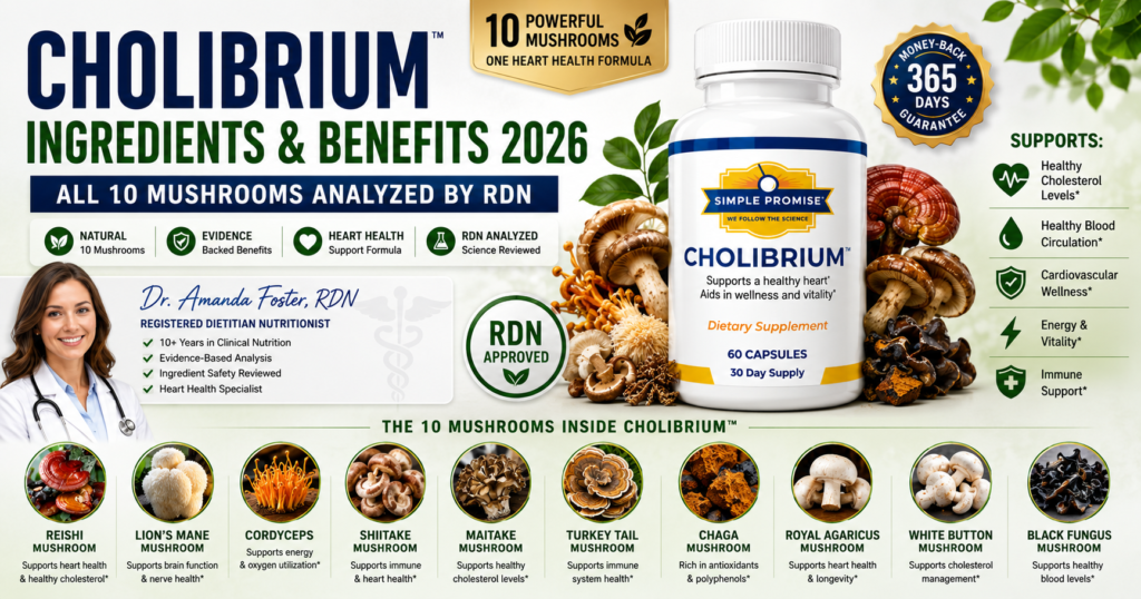 Cholibrium Ingredients and Benefits 2026: All 10 Mushrooms Analyzed by RDN